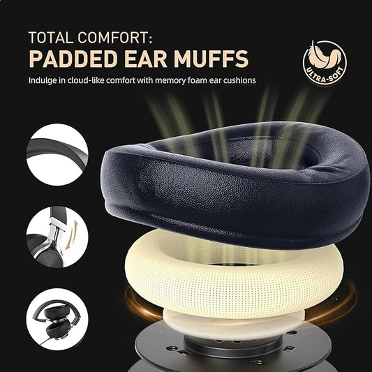 AILIHEN Wired Headphones with Microphone, Over-Ear Foldable Corded Head Phones with Volume Control 3.5mm Jack for Teens Adult Smartphones Chromebook (Red)