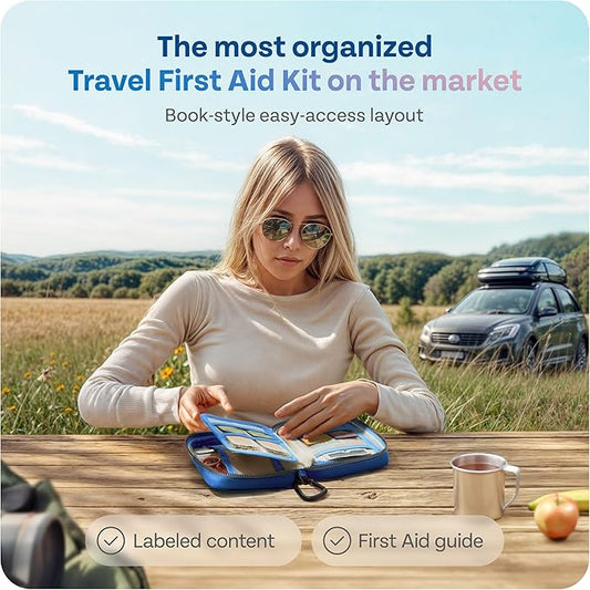 KeepGoing Travel First Aid Kit for Car, Home, Hiking, Camping and Outdoor Emergencies - First Aid Kit Travel Size TSA-Approved
