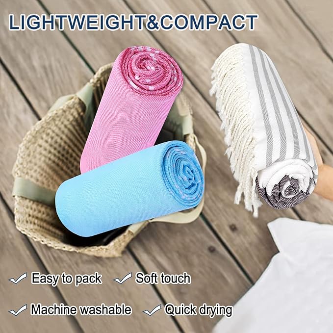 Beach Towel 2 Pack,Sand Free Beach Towels Oversized 39 x 72,Turkish Beach Towel Quick Dry Towel,Lightweight Pool Towels for Adults Travel Towel,Cool Beach Essentials Super Absorbent Towels