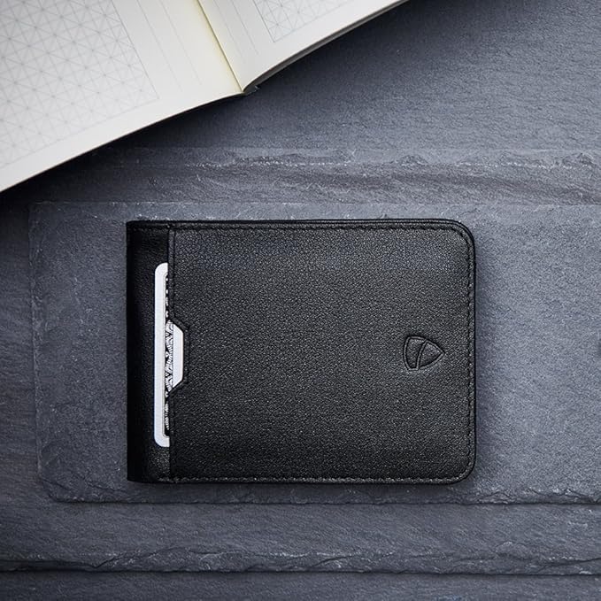 Vaultskin MANHATTAN Slim RFID Blocking Bifold Leather Wallet for Men - Minimalist Front Pocket Card Holder, Holds 9 Cards & Cash, Premium Italian Leather