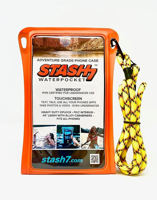 Waterproof Phone Pouch w/Long Lanyard | IPX8 Adventure Grade Cellphone Dry Bag Case, Fits iPhone 15 Pro Max,14 Pro Max, 13 Pro Max, XS, XR, Galaxy S21, for Snorkeling, Kayaking, Cruise Orange