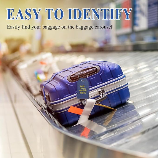Luggage Tag & Initial Baggage Tags for Suitcases Leather Bag Tags for Backpacks Handbag School Instrument with Name ID Label Travel Essentials, Unique Fun Navy Blue Personalized Luggage Tags 2 Pack