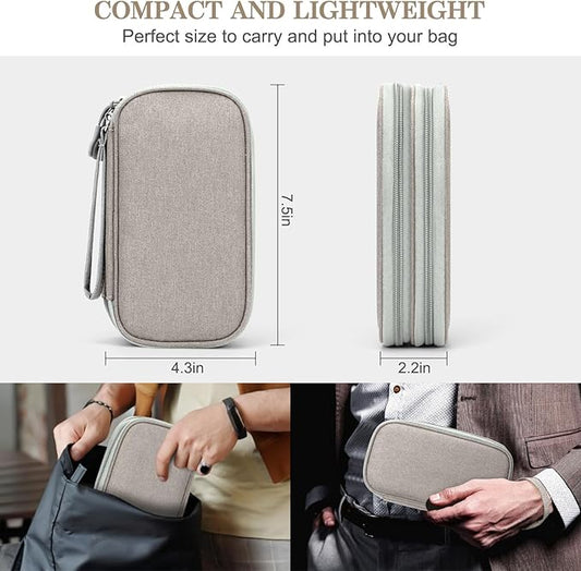 FYY Electronic Organizer, Travel Cable Organizer Bag Pouch Electronic Accessories Carry Case Portable Waterproof Double Layers All-in-One Storage Bag for Cable, Cord, Charger, Phone, Earphone Khaki