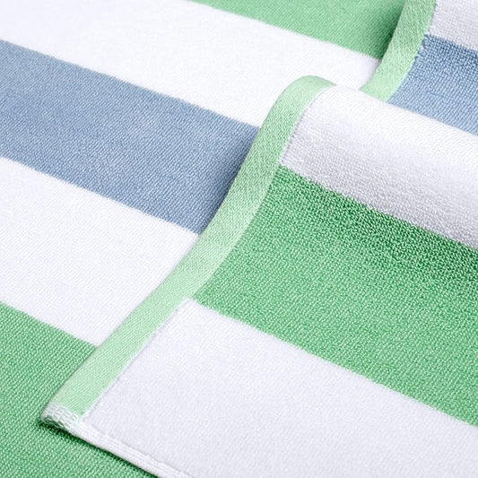 Cotton Oversized Beach Towel - Extra Large 40"X70" Big Cute Thick Pool Towel, XL Stitch Beach Towels Striped Mint Green Swimming Towel for Adults Mens Women