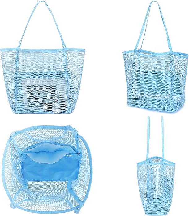 Mesh Beach Bag for Women, Casual Hobo Bags Large Beach Tote for Pool Travel Cruise Vacation Essentials