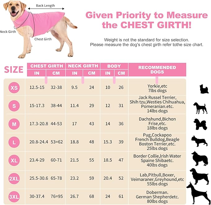 Fleece Dog Coat Winter Pet Jacket Reflective for Cold Weather for Large Medium Small Dogs(Pink,M)