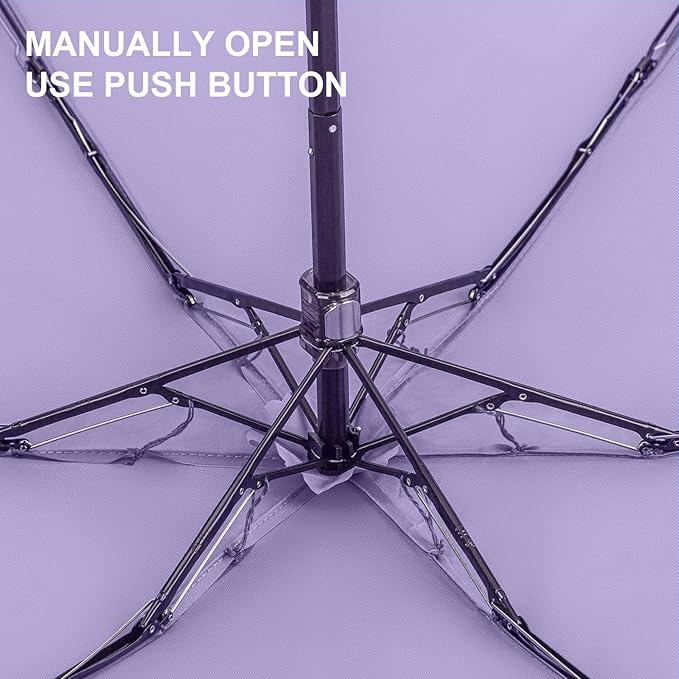 LEAGERA Compact Mini Travel Umbrella with Case - Mini Umbrella for Purse, Small Lightweight &Tiny Design Perfect for Parasol Outdoor Sun&Rain Umbrellas, Light Purple Color