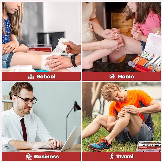 RHINO RESCUE 266 Pieces All-Purpose First Aid Kit, Home & Office Emergency Medical Supplies, Ideal for School, Car, Outdoor, Travel & Camping