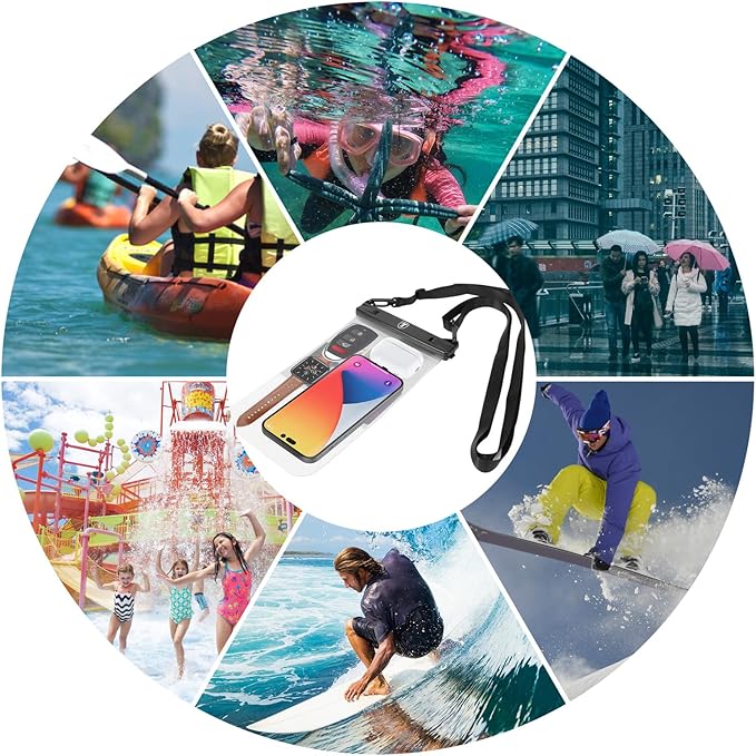 NJJEX [Up to 10" Large Waterproof Phone Pouch Bag - 2 Pack Waterproof Phone Case Dry Bag for Samsung Galaxy S25 Ultra S24 S23 S22 S21 S20 A14 A15 A35 A16 A36 iPhone 16 Pro Max 16E 15 14 13 12 11 Xr X