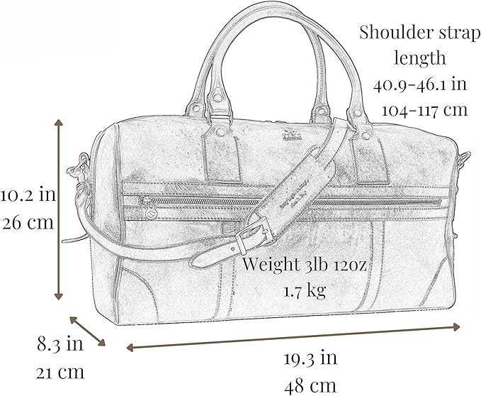 Time Resistance Leather Travel Bag - Duffel Weekender Bag (Brown)