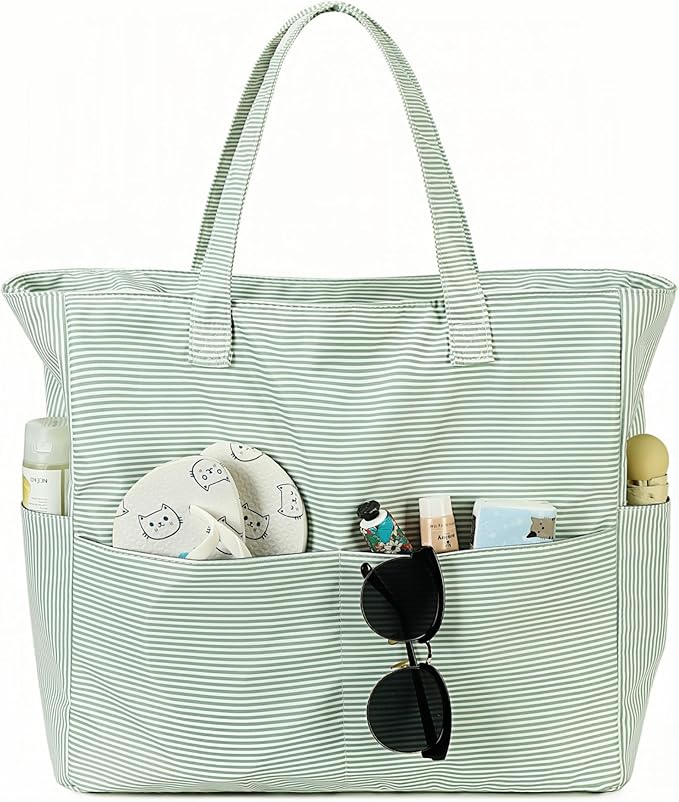 Beach Pool Bags Tote for Women Ladies Large Gym Tote Carry On Bag With Wet Compartment for Weekender Travel Waterproof