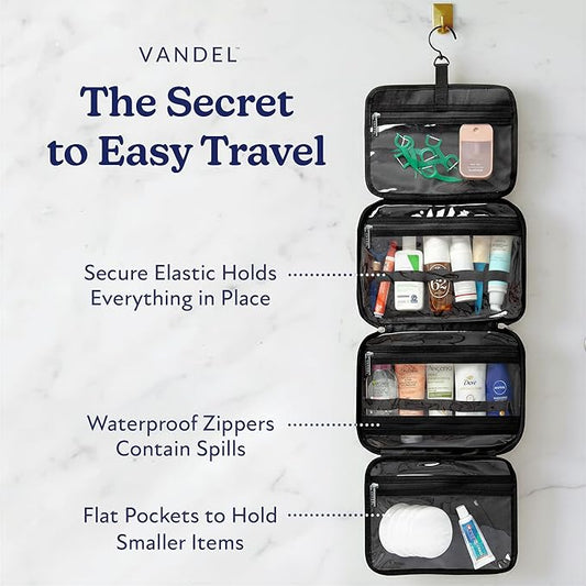 VANDEL Waterproof Hanging Toiletry Bag for Travelling, Hanging Makeup Organizer Bag, Cosmetic Travel Bags for Women Travel Toiletry Bags, Makeup Case Toiletries Organizer Hygiene Bathroom Shower Caddy