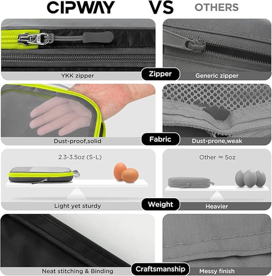 Cipway Compression Packing Cubes Mesh, Lightweight Luggage Organizer Bags with Laundry Bag, Toiletries Bag and Shoe Bag, Travel Essentials for Carry on Suitcase(8 Pcs,Black)