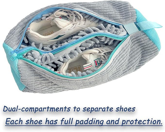 Dual Compartments Shoe Washing Machine Bag, 360° Deep Clean Laundry Bag, Reusable Shoe Bag for Washing Machine, Shoe Cleaning Bag for Sneakers Tennis Shoes Sock