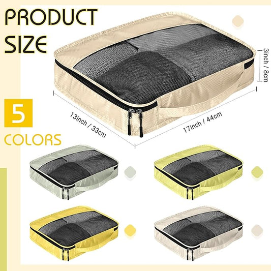 5 Pcs Packing Cubes for Suitcase Large Travel Cubes Carry on Luggage Organizer Bags for Clothes Accessories(L,Yellow)