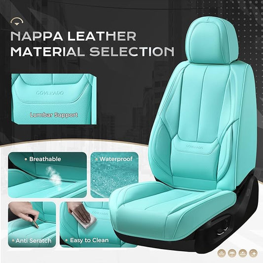 Coverado Seat Covers, Car Seat Covers Front Seats, Car Seat Cover, Car Seat Protector Waterproof, Car Seat Cushion Nappa Leather, Seat Covers Carseat Cover Universal Fit for Most Cars