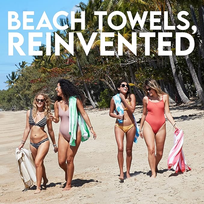 Dock & Bay Beach Towel - Quick Dry, Sand Free - Compact, Lightweight - 100% Recycled - Includes Bag - Cabana - Kamari Charcoal - Large (160x90cm, 63x35)