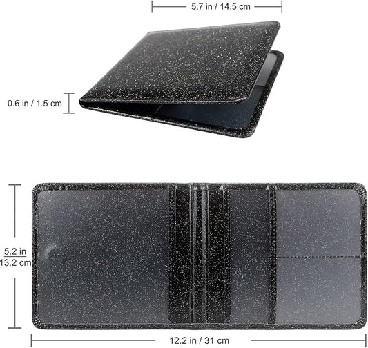 Car Registration and Insurance Holder, Leather Registration and Insurance Card Holder, Vehicle Glove Box Organizer - For Documents, Cards, License (Bling Black)