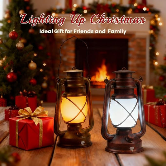 2 Pack Bronze Vintage 4 Modes Light LED Lanterns,Rechargeable Dancing Flame Lanterns Decorative Outdoor&Indoor, Remote Control Waterproof Hanging Lights for Camping,Patio Garden Pathway