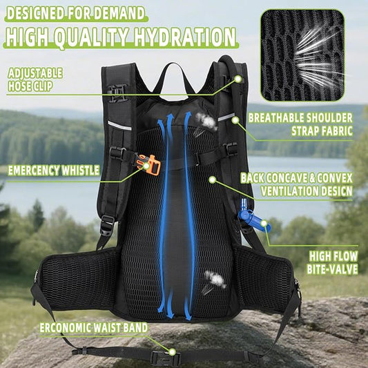 Hydration Backpack, Water Backpack for Hiking with 3L Water Bladder, Insulated Hydration Pack Lightweight Day Hydropack Ideal for Hiking and Cycling, 18L