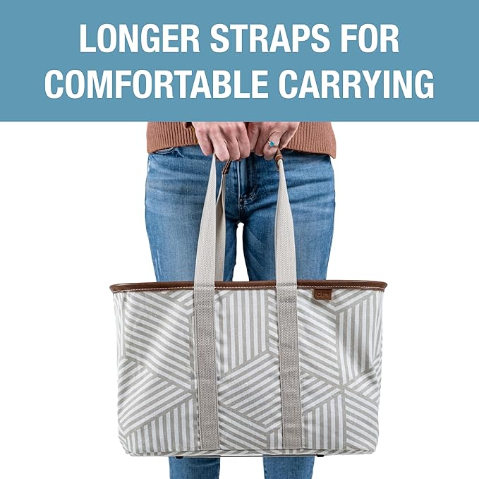 CleverMade EcoBasket Reusable Grocery Tote - Collapsible Storage Shopping Organizer - Heavy Duty Utility Bag Home