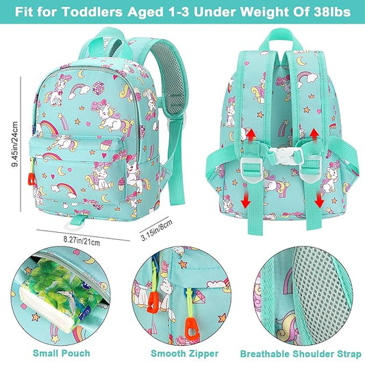 Accmor Toddler Backpack Leash, Cute Baby Backpacks with Anti Lost Wrist Link, Mini Kids Backpack Harness Leash for Outdoor Travel, Adorable Unicorn Backpack Tether Walking Harness for Girls 1-3