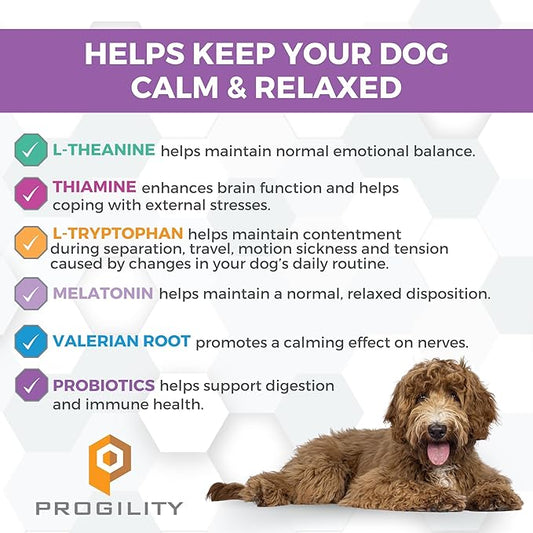 Nootie Progility Daily Calming Aid Chews for Dogs, Advanced Calming Support for Dogs with Melatonin, 90 Soft Chews