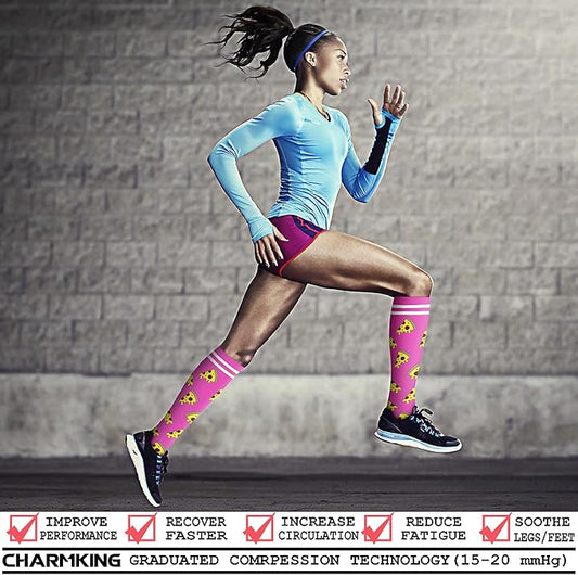 CHARMKING Compression Socks for Women & Men Circulation (8 Pairs) 15-20 mmHg is Best Support for Athletic Running,Cycling