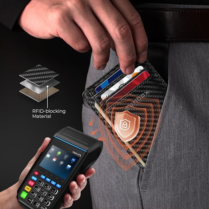 RUNBOX Slim ID Cases Minimalist Front Pocket RFID Blocking Leather Wallets for Men and Women Card Holder Wallets Gifts for men