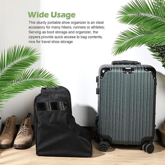 1 Pc Boot Bags for Cowboy Boots Portable Storage Bag for Travel Long Tube Shoes Bags Men Tall Shoe with Handle for Home Travel (Black)