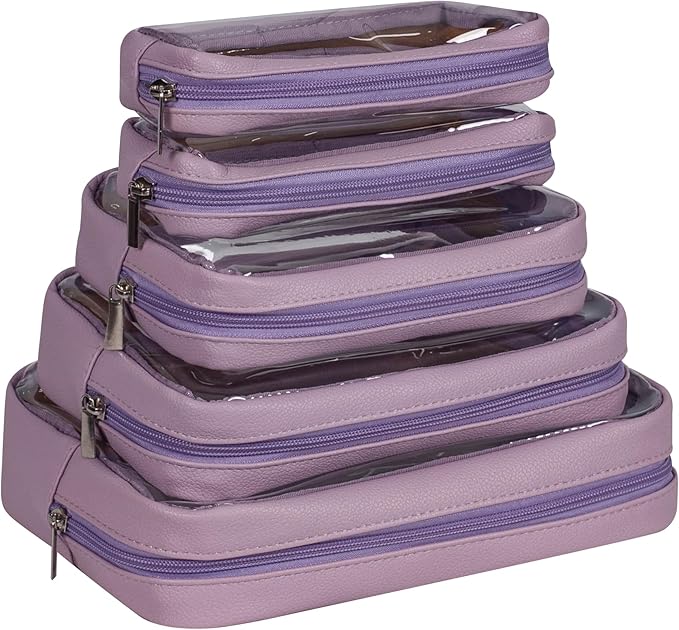 TSA Approved 5-Piece Diaper Bag Organizer Pouch Set Clear Waterproof TPU Kids Toiletry Storage Set Travel Packing Clutch Cube Bags for Baby Nursing