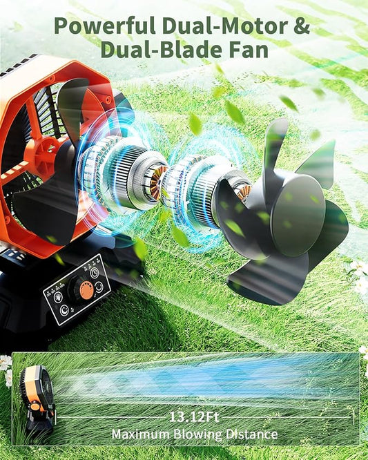 coldSky ๐ฎ๐ฌ๐ฌ๐ฌ๐ฌ๐บ๐๐ต Camping Fan with ๐๐๐ฎ๐น ๐ ๐ผ๐๐ผ๐ฟ, Battery Operated Fan with 4 LED Lantern, 8 Speeds Desk Fan with Remote, Portable Outdoor Fan with Hook for Tent, Power Outages, Jobsite