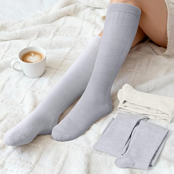 LEVSOX Thick Merino Wool Compression Socks for Women and Men 20-30mmHg Knee High Support Socks for Flying Nurses Pregnancy