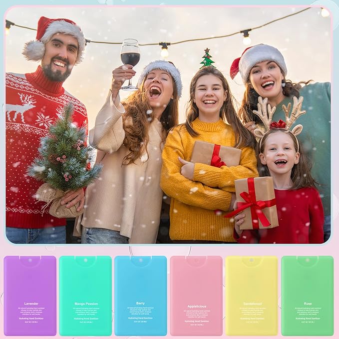 6 Pcs Hand Sanitizer Spray Travel Size Mini Scented Hydrating Hand Sanitizer Mist Colorful Refillable Spray Bottles New Year Gift for Women Birthday Gifts