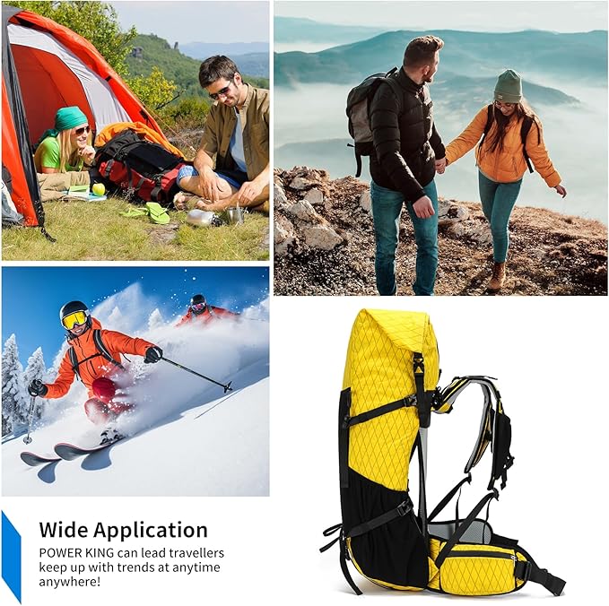 Hiking Backpack,40L to 50L Extra Large Capacity Hiking Bag,Internal Frame Camping Backpack,Upgraded X-PAC Lightweight Sport Daypack Travel Backpack Fit For Mountain Climbing Camping(Yellow)
