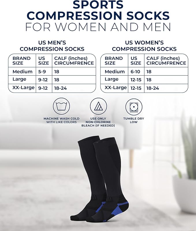 Pembrook 3 Pairs Compression Socks 20-30 mmHg - Compression Socks for Women and Men | Running, Athletic, Travel, Nurses