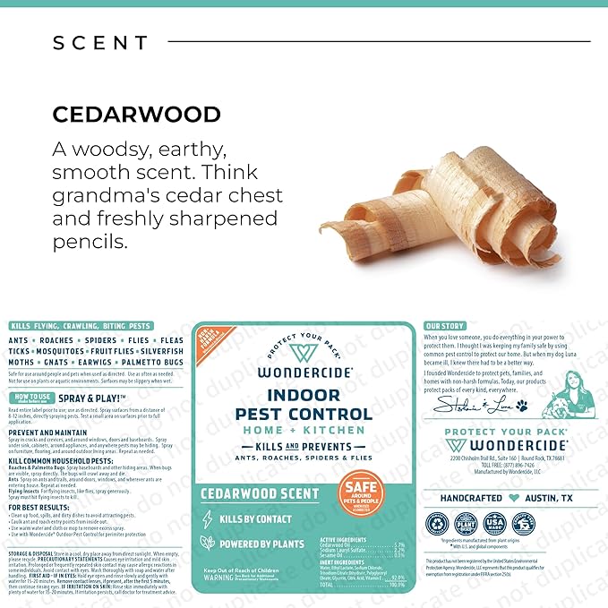 Wondercide - Indoor Pest Control Spray for Home and Kitchen - Ant, Roach, Spider, Fly, Flea, Bug Killer and Insect Repellent - with Natural Essential Oils - Pet and Family Safe — Cedarwood 128 oz