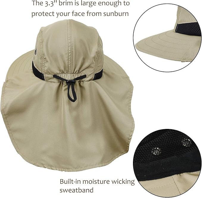 Solaris Sun Hat with Neck Flap, UPF 50 Sun Protection Lightweight Sun Cap for Men Women, Wide Brim Hat for Fishing Hiking