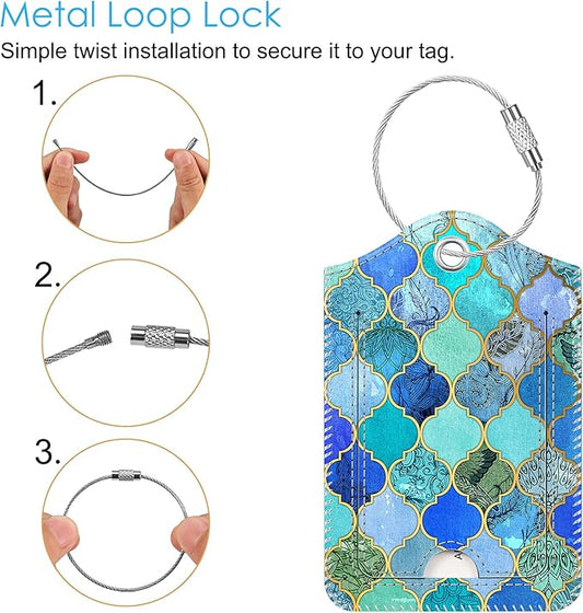 Fintie Luggage Tags, Privacy Cover ID Label with Stainless Steel Loop and Address Card for Travel Bag Suitcase, Cool Jade (2 Piece)