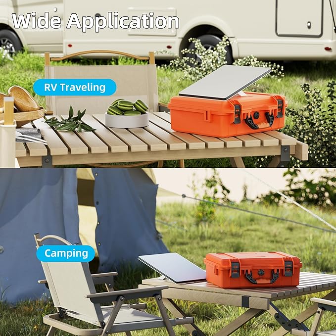 Orange Starlink Mini Case, Hard Waterproof Travel Case for Star Link Mini with Molded Foam for Accessories, Lockable Storage Bag