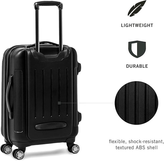 Kenneth Cole REACTION Renegade Luggage Expandable 8-Wheel Spinner Lightweight Hardside Suitcase, Black, 24-Inch Checked