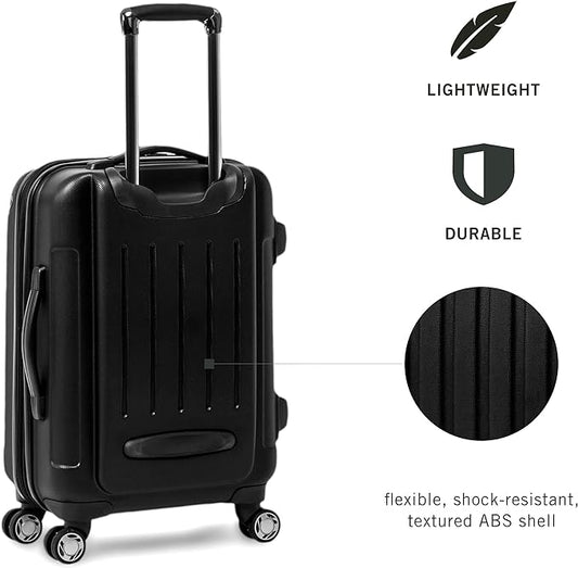 Kenneth Cole REACTION Renegade Luggage Expandable 8-Wheel Spinner Lightweight Hardside Suitcase, Black, 3-Piece Set (20"/24"/28")