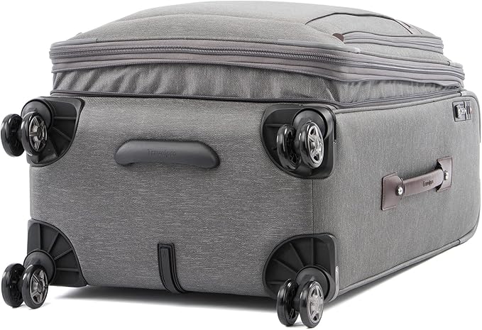 Travelpro Platinum Elite Softside Expandable Checked Luggage, 8 Wheel Spinner Suitcase, TSA Lock, Men and Women, Vintage Grey, Checked Medium 25-Inch