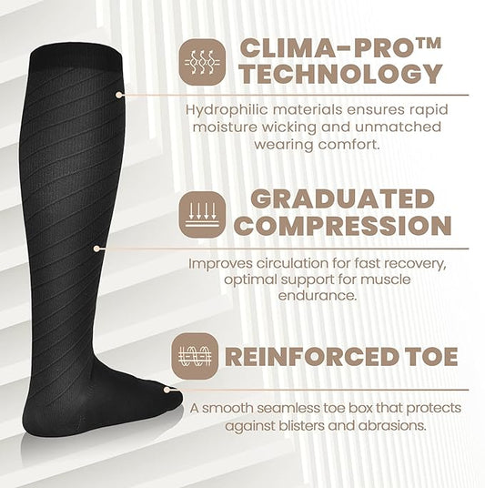 NEWZILL Medical Compression Socks for Women & Men, 20-30 mmHg Knee-High Support for Circulation, All-Day Comfort for Work Travel Running Cycling and Fitness