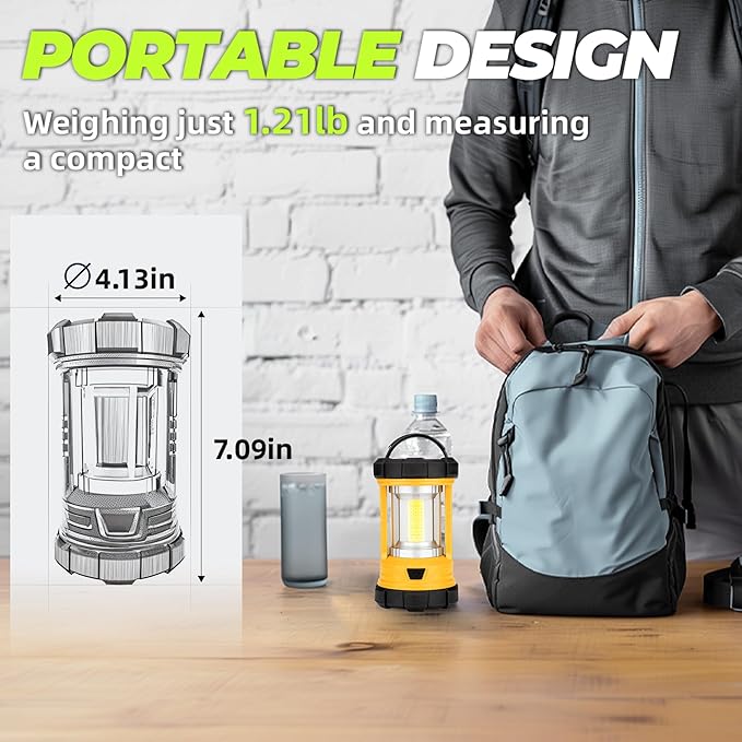 Camping Lantern 3000LM, LED Lanterns for Power Outages with 4400mAh Phone Charger, Impact-Resistant Rechargeable Lantern, 5 Light Modes Waterproof Lantern for Hurricane Emergency(Orange)