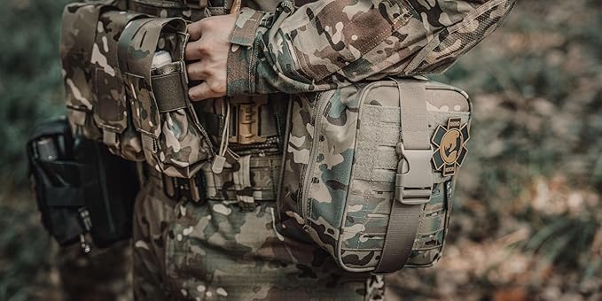 RHINO RESCUE IFAK Trauma Kit with C-A-T Tourniquet for Wound Care, Tactical First Aid Kit Molle Pouch for Military, Combat, Car, Camping, Hiking, Travel(Camouflage)