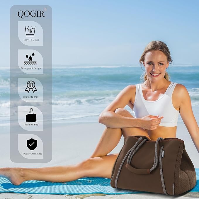 QOGiR Neoprene Multipurpose Beach Bag Tote with Inner Zipper Pocket … … … …