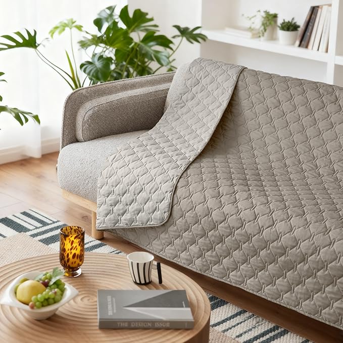 gogobunny 100% Double Sided Waterproof Dog Blanket Soft Pet Bed Cover Reversible Protect Furniture Couch Sofa Car for Puppy Large Dog Cat (Dark Stone/Light Stone, 82x82 Inch (Pack of 1))