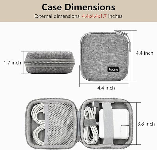 Charger Case for Macbook, Portable Tech Electronic Organizer Bag, Travel Storage Pouch for Laptop Accessories, MacBook Power Adapter, Charging Cords, USB, Power Bank (Grey-Oxford, M)
