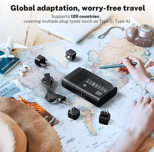 DOACE 500W Pure Sine Wave Voltage Converter, 220V to 110V European Travel Plug Adapter Converter, International Travel Transformer for US to Europe,UK, AU, EU, IT for Hair Straighteners Cameras